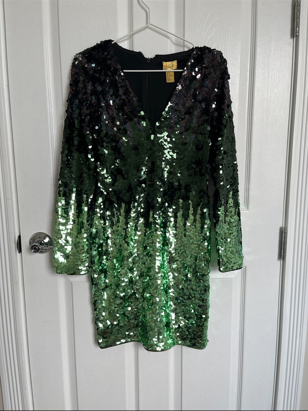 H & M Green Ombre Sequin V-Neck Dress